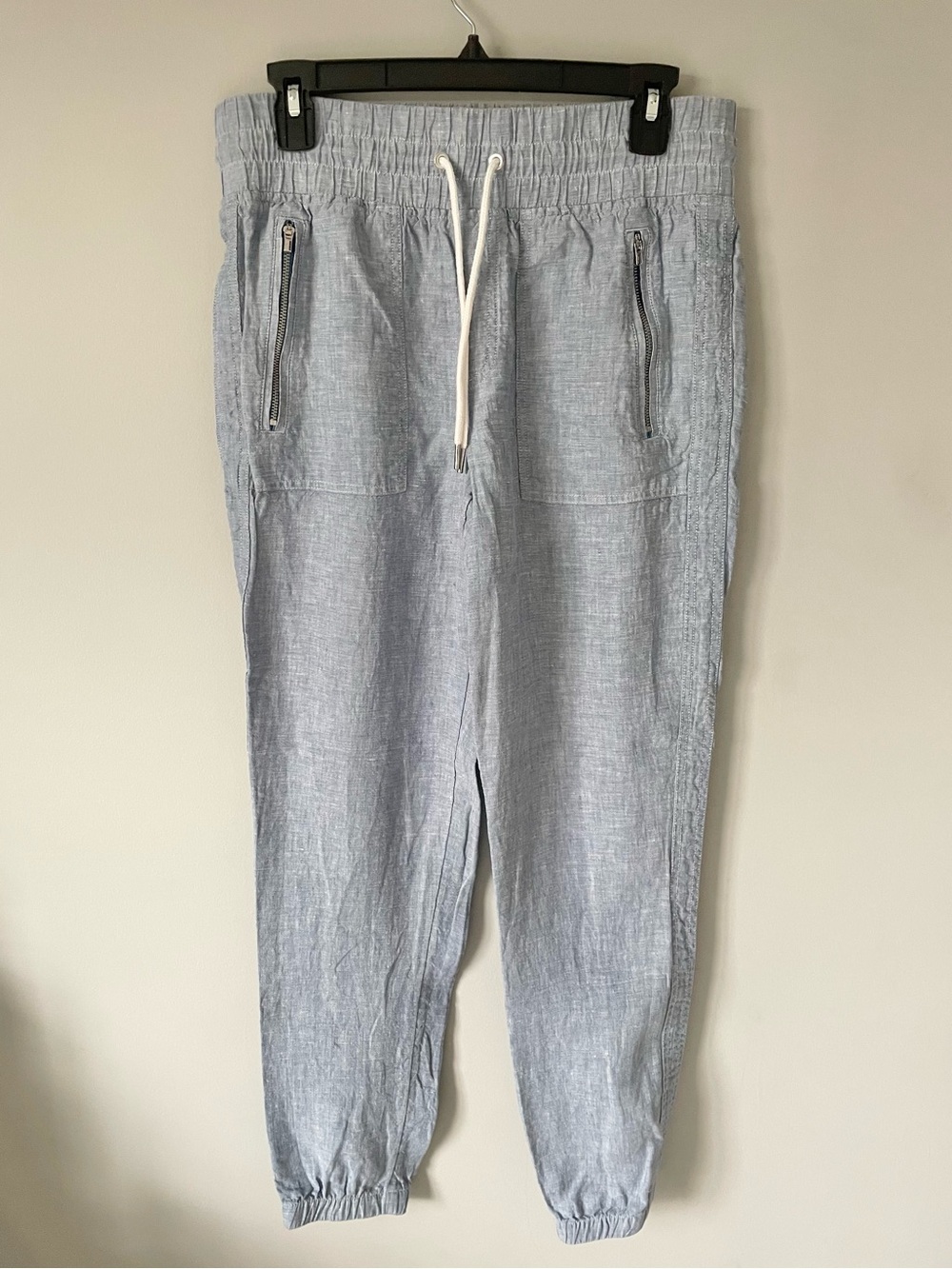 Athleta Cabo Linen Jogger Women’s Chambray Blue Size 6 Tall Pockets EUC